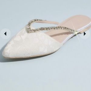 Never worn wedding flats lace mules